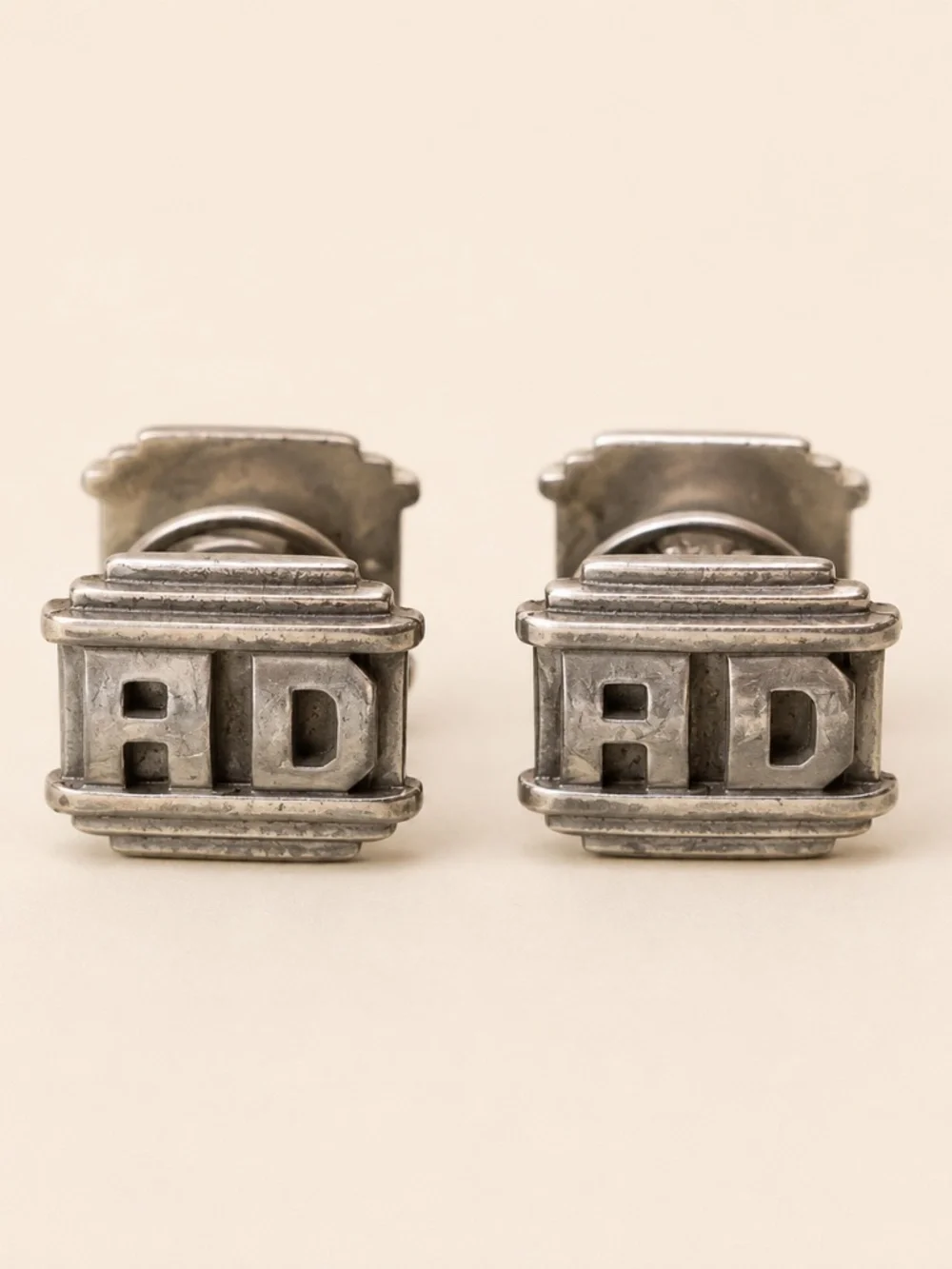 Vintage Art Deco AD Monogram Kum-A-Part Cufflinks Baer & Wilde USA 1923